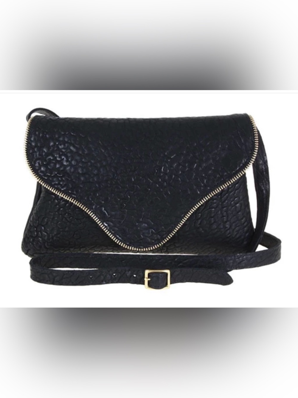 JJ WINTERS CAMILLA EMBOSSED LEATHER CROSSBODY in Black